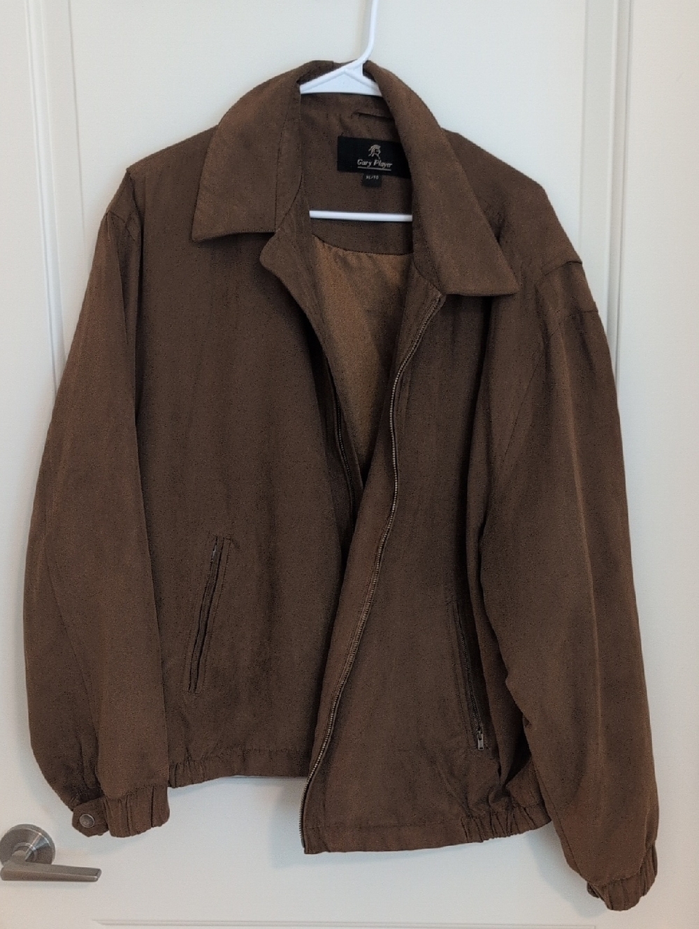 Vintage Oversizsd Faux Suede Zip-Front Jacket